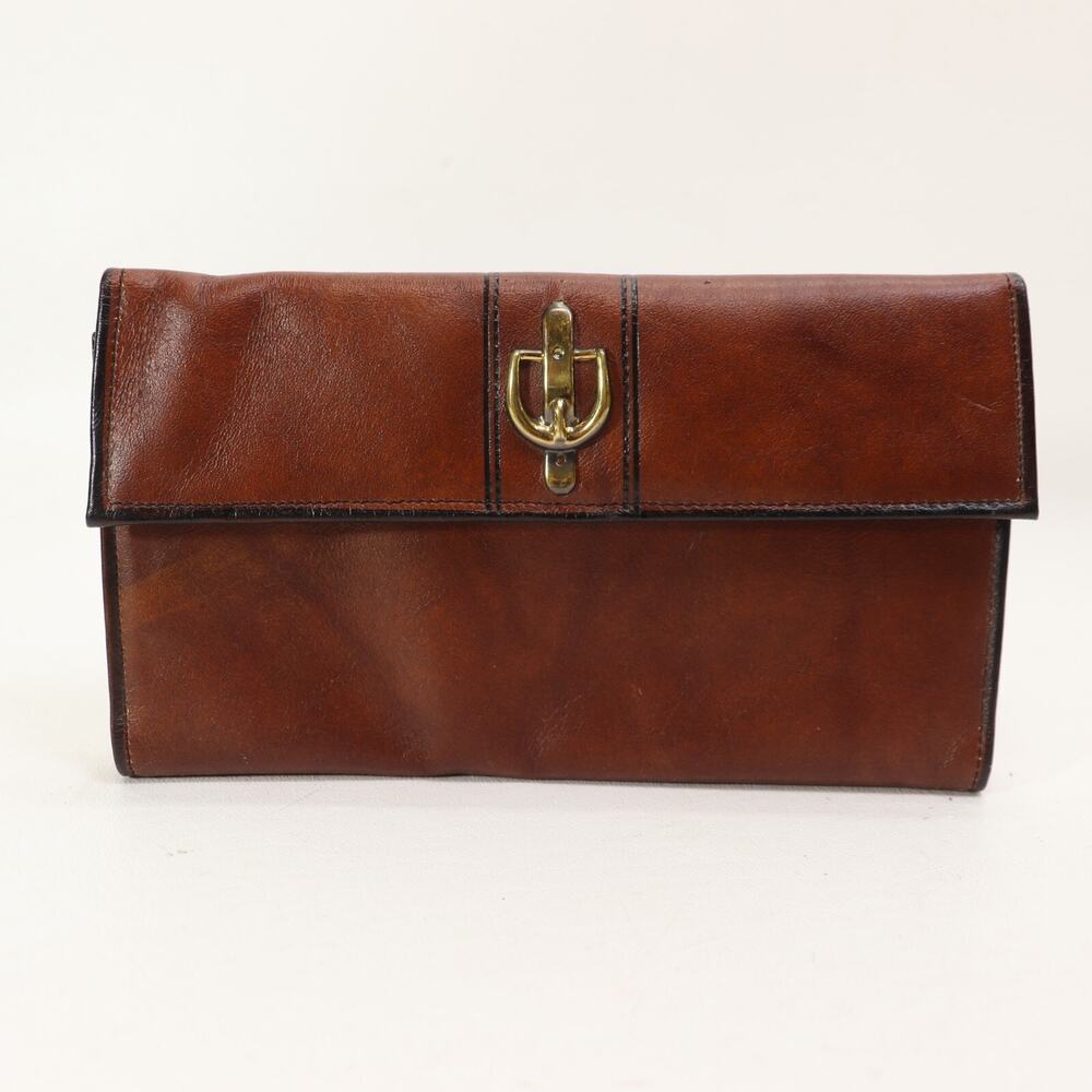 Buxton Clutch Wallet Brown Black Trifold ID Cards Checkbook Bills Coin